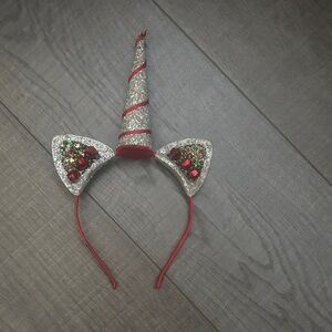 Sparkling Unicorn Headband with Red and Silver Accents